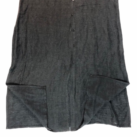 Eileen Fisher Black 100% Linen Tunic Dress Cardigan - Picture 7 of 15